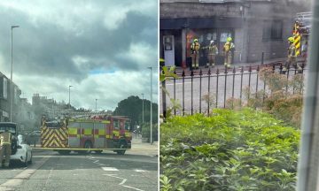 Firefighters battle blaze in shop on busy road in Aberdeen