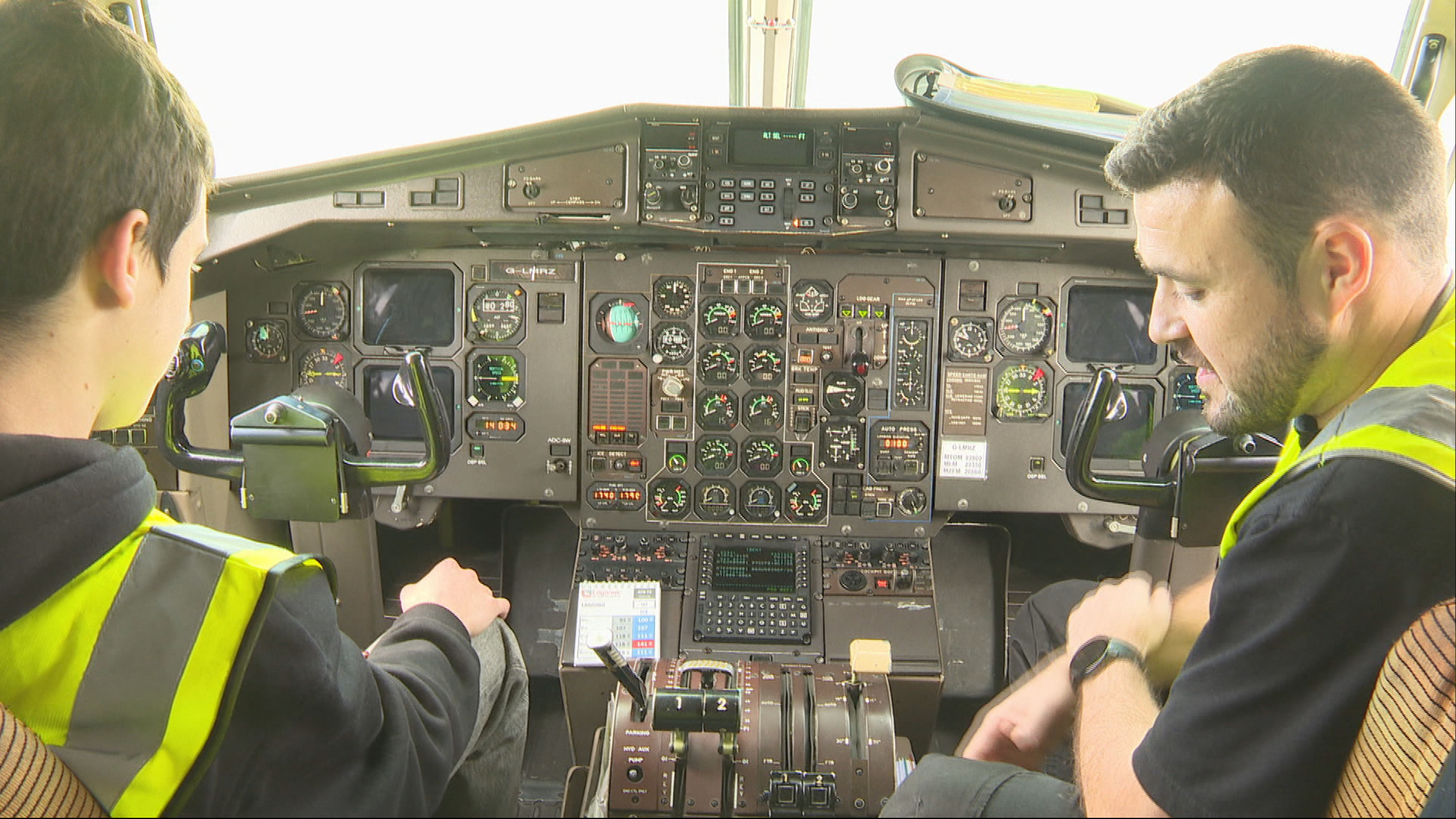 Dmitro inside the airplane cockpit