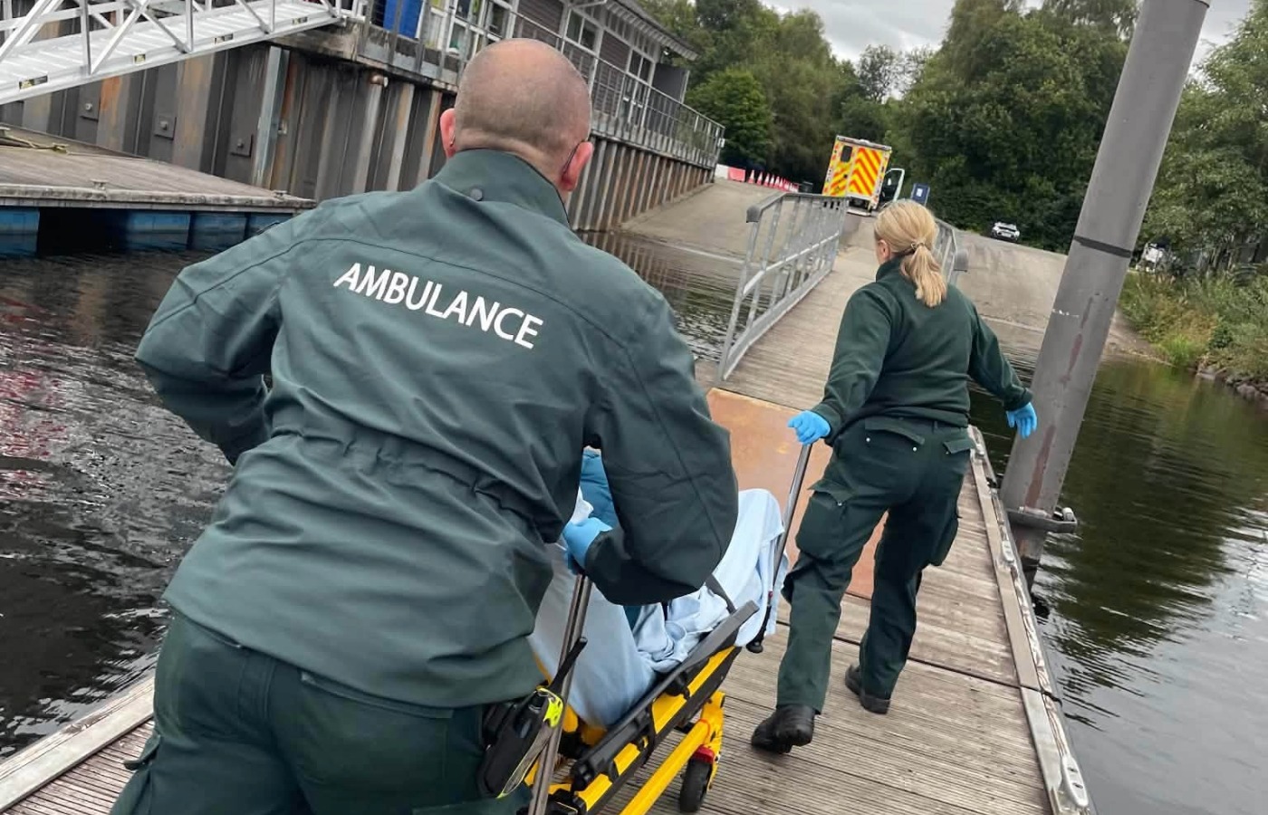 The man was transferred into the care of ambulance crews