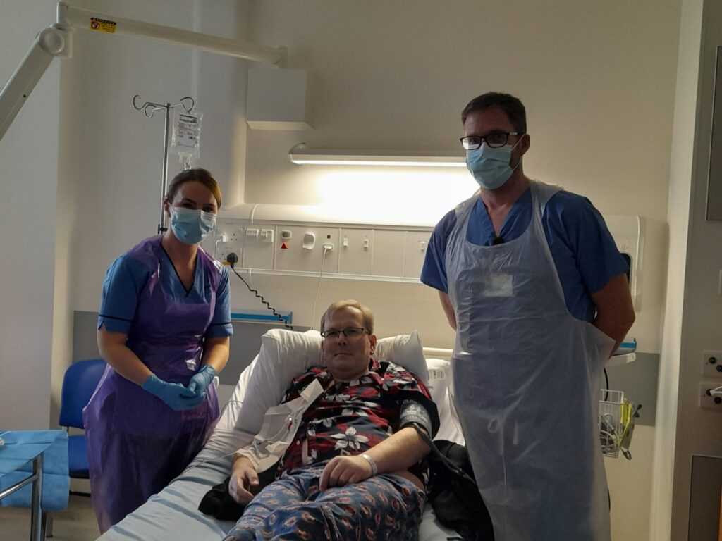 Adam Nicolson, 57, underwent CAR-T cell therapy at the Queen Elizabeth University Hospital in Glasgow.