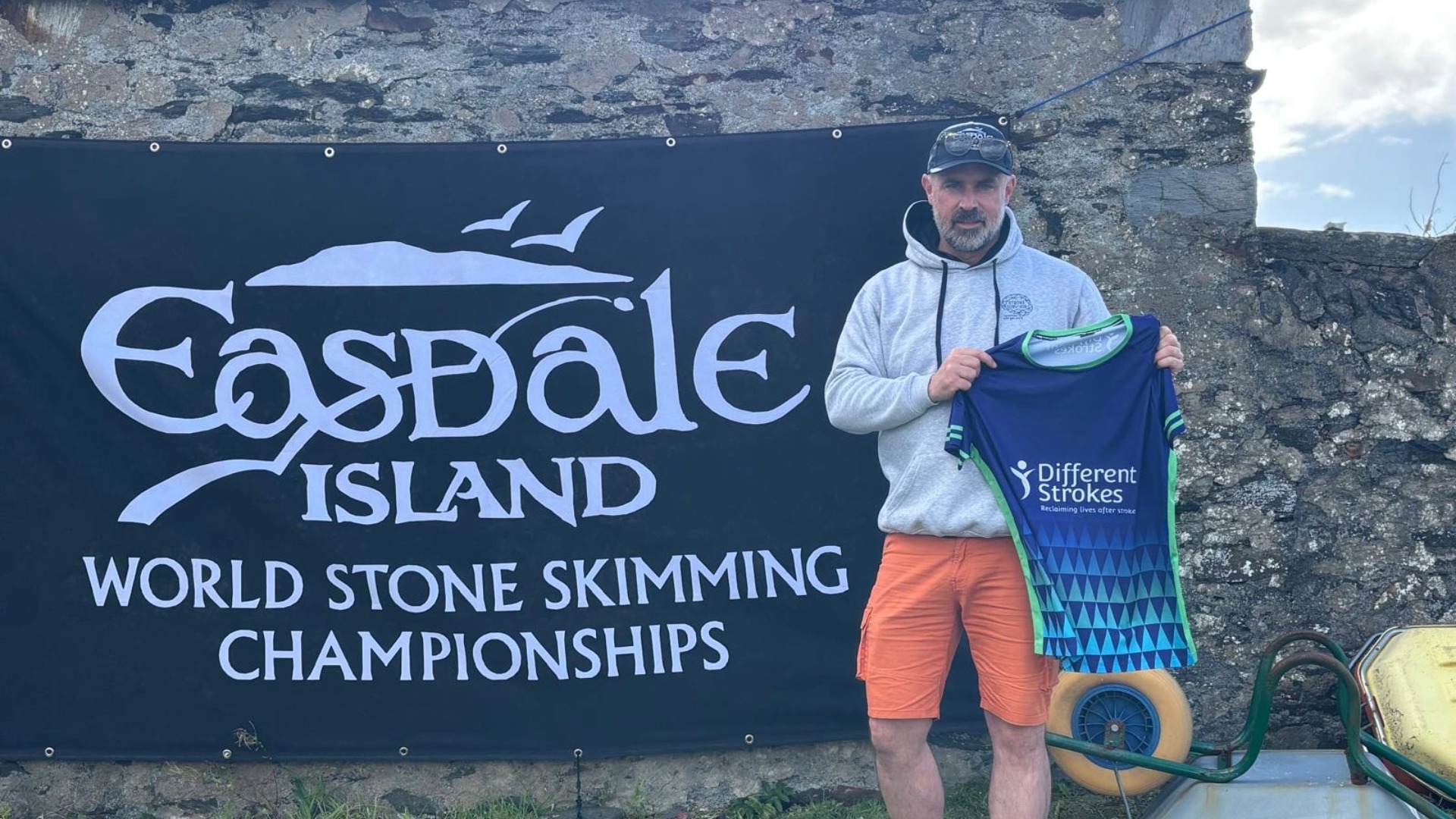 Andy Reynolds had a stroke and is now competing in stone skimming.