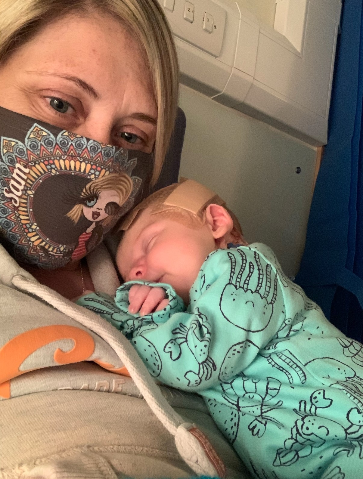 Joey in hospital with his mother