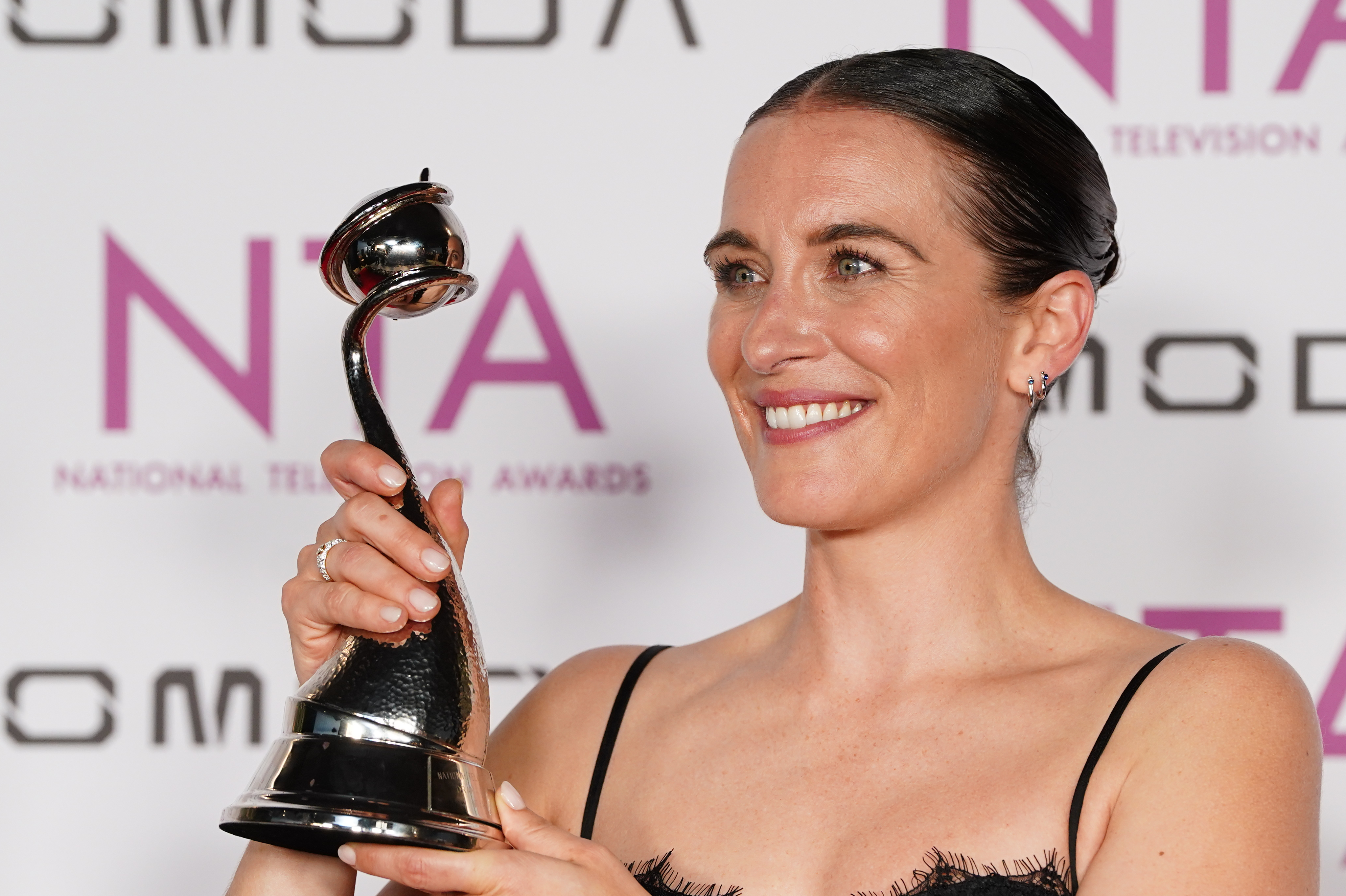 Vicky McClure holding her best drama performance award for ITV's Trigger Point.