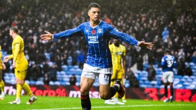 Kevin Kelsy at the double as Rangers ease past St Johnstone at rainy Ibrox