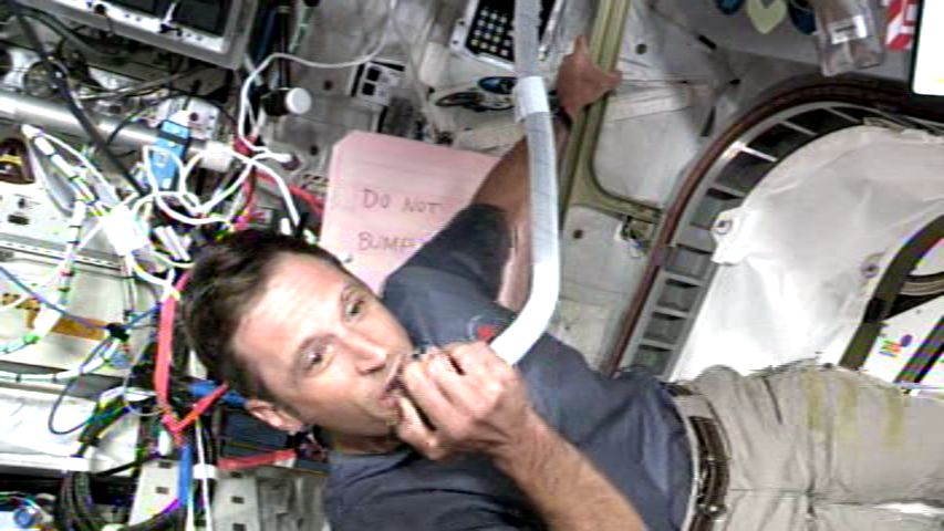 Astronaut Joshua Kutryk speaking with Wick High School pupils.