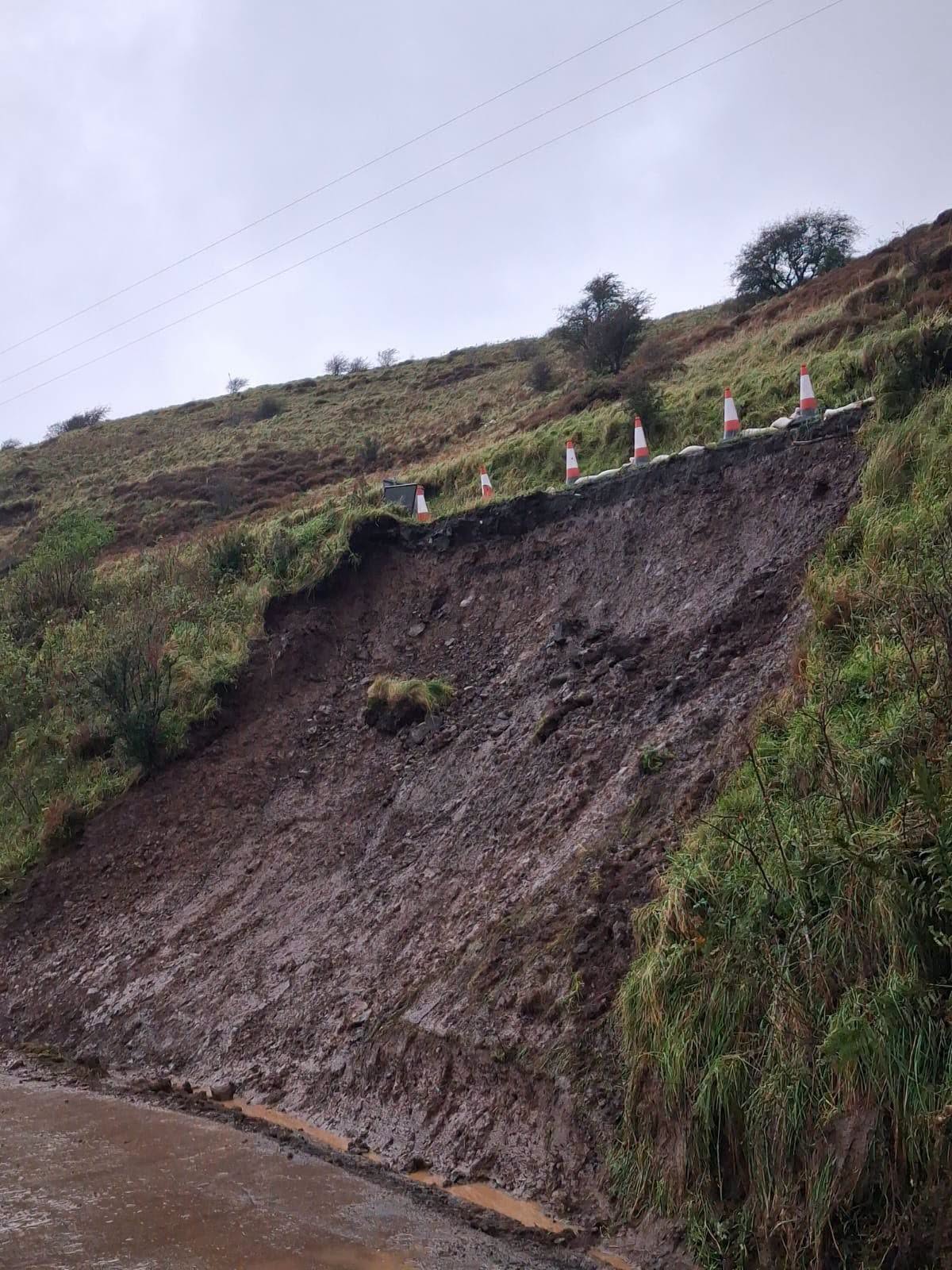 A landslip has caused a long diversion around the Trotternish peninsula.