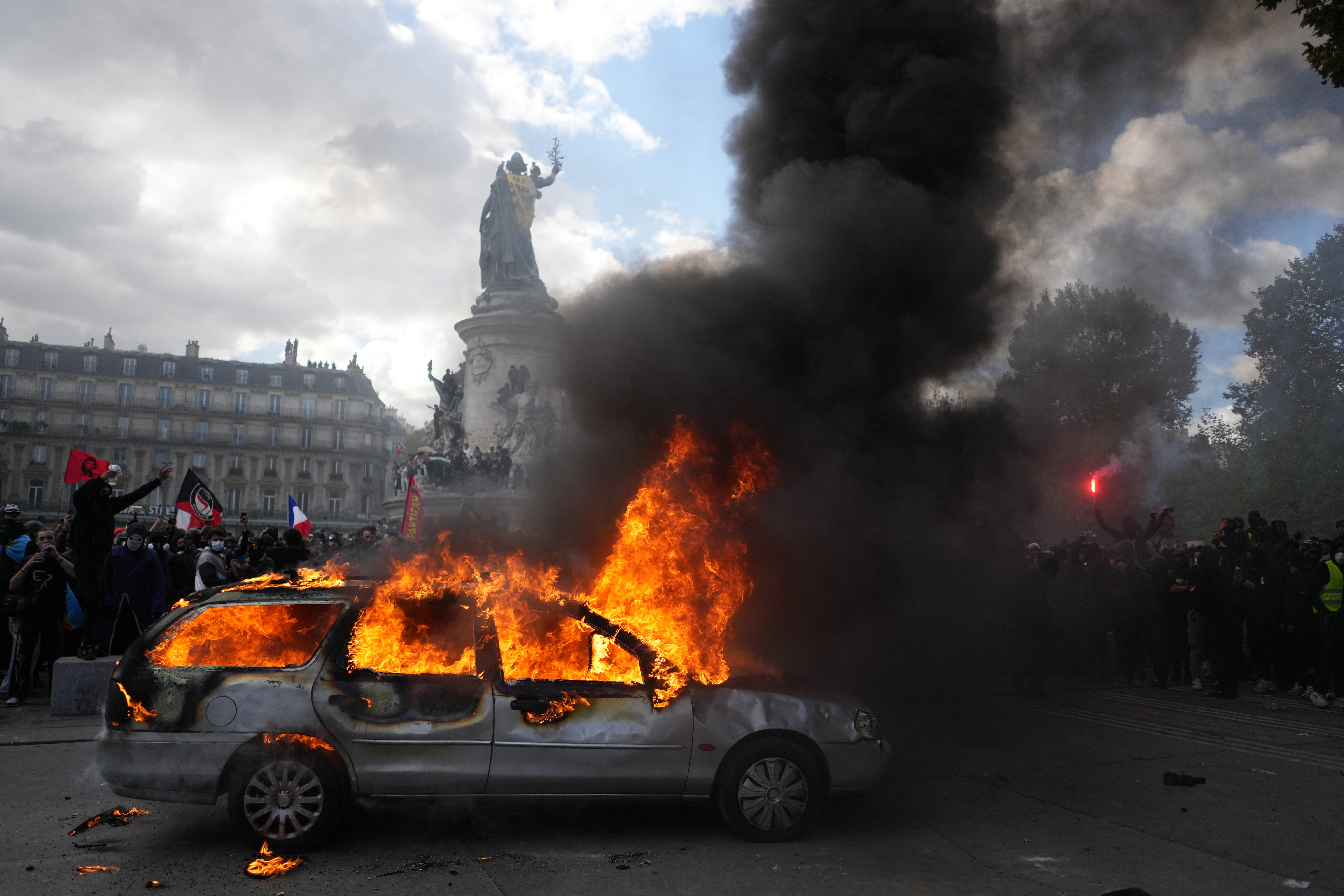 The violence was blamed on ‘hordes of troublemakers and looters’ and ‘far-left activists’.