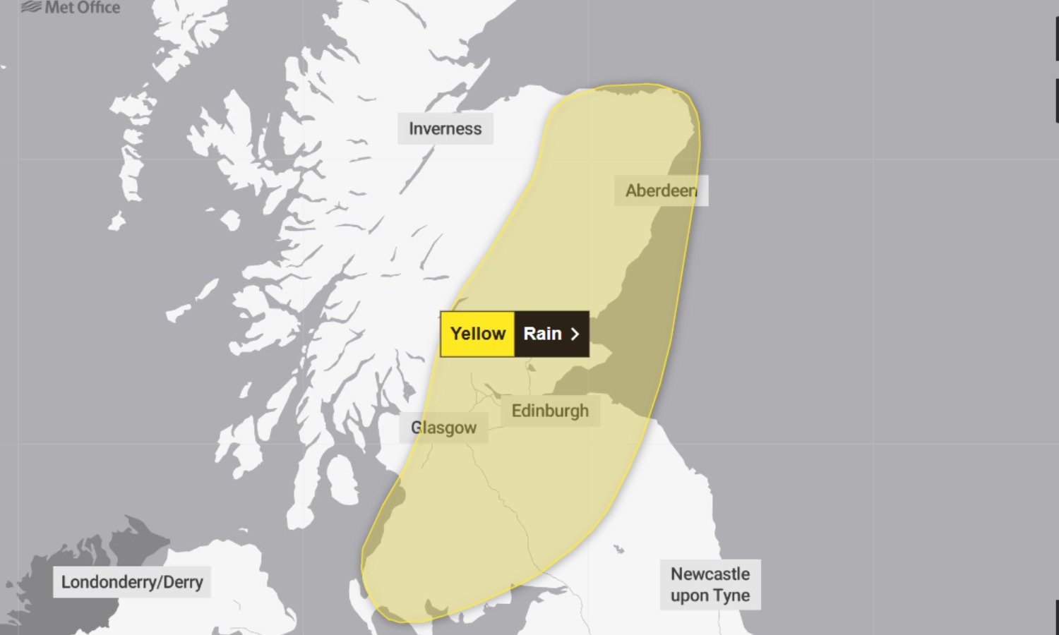 Met Office yellow weather warning for Scotland