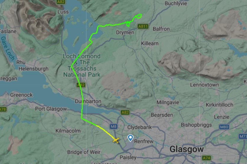 The aircraft stopped transmitting before coming down in a field north-east of Drymen