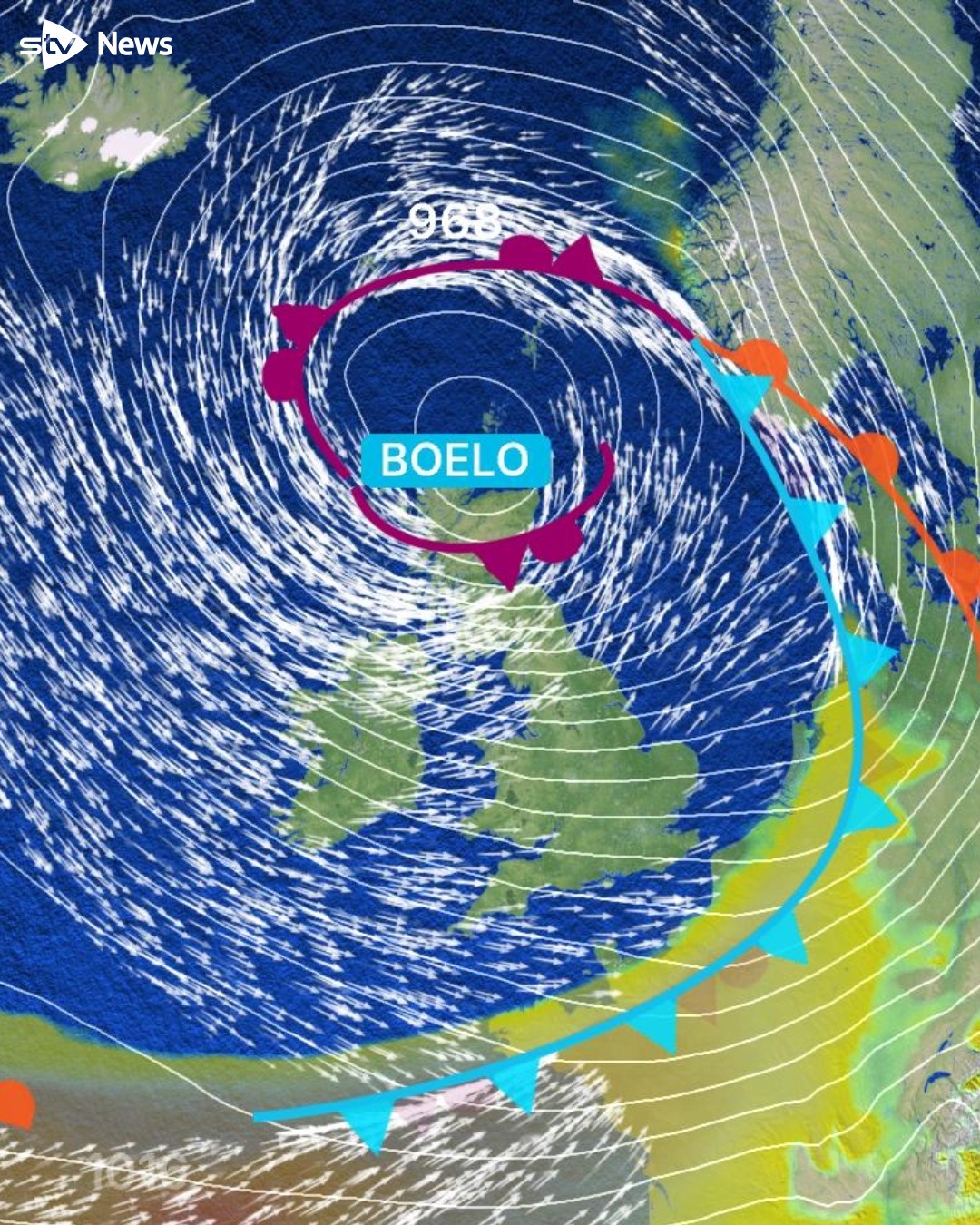 Forecast: Storm Boloe over Scotland.