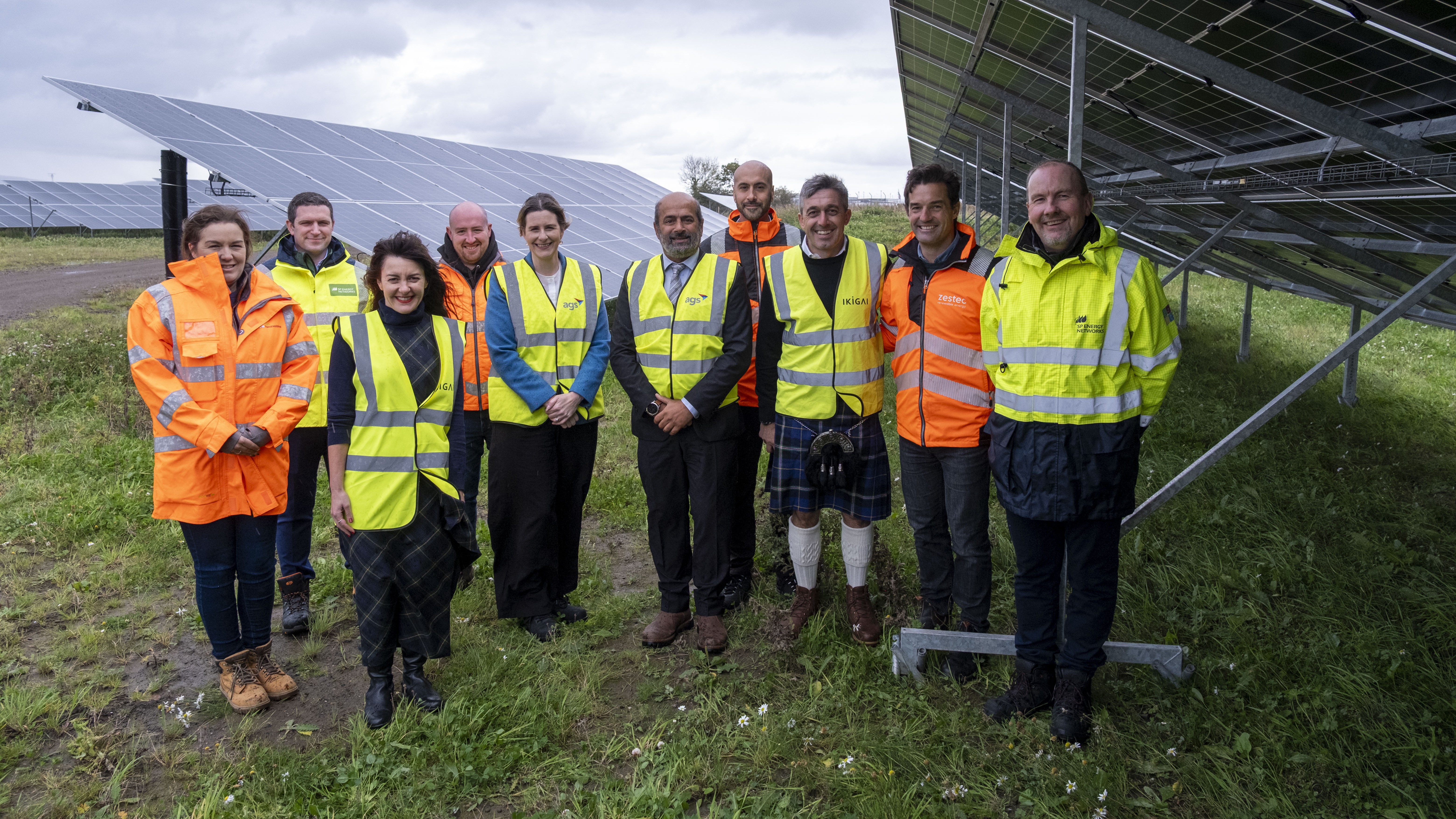 Staff from partner organisations at the launch of the solar farm