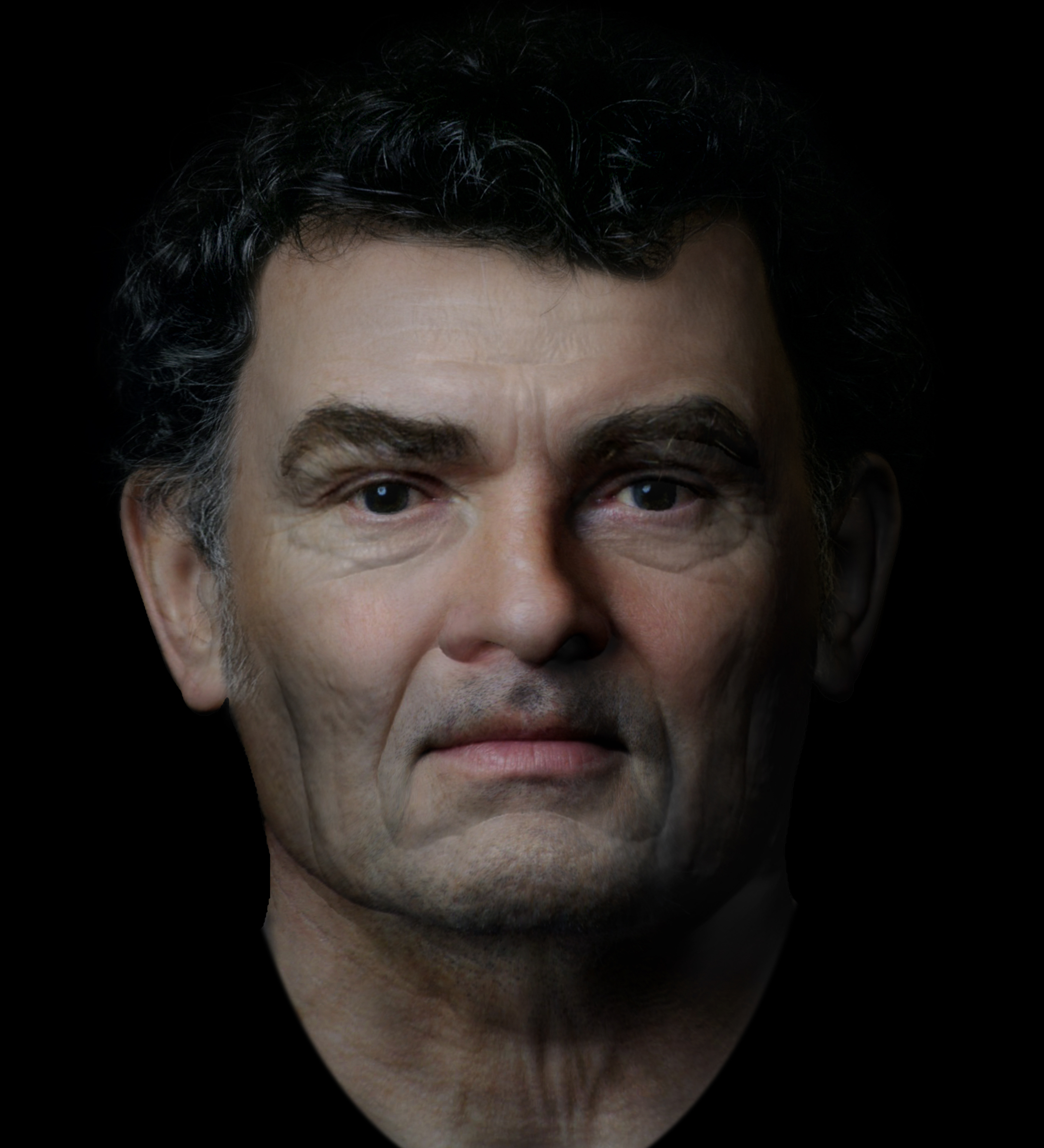 The face of a man who died on the Roman frontier in Scotland almost 2,000 years ago has been revealed in a facial reconstruction carried out ahead of a major exhibition.