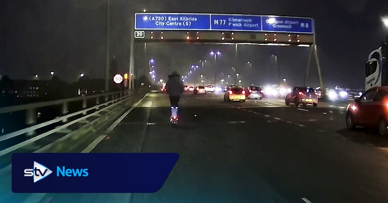‘Stupid’ rider spotted on e-scooter on Glasgow’s M8 Kingston Bridge
