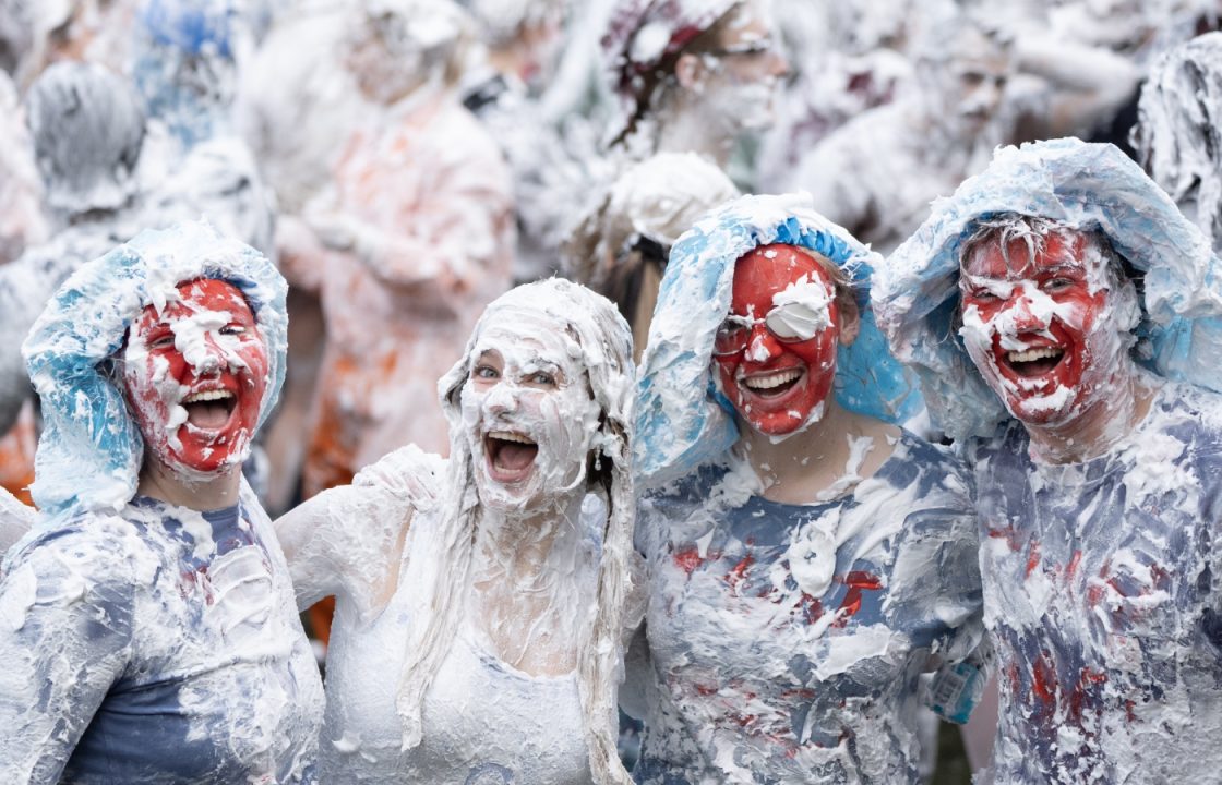St Andrews students have fun in traditional Raisin Monday shaving foam fight