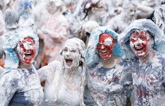 St Andrews students have fun in traditional Raisin Monday shaving foam fight