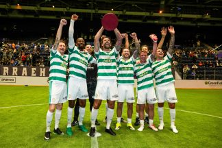Celtic celebrate heated win over Rangers in final of revived Tennent’s Sixes