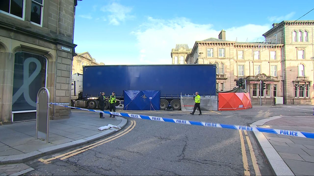 Woman, 92, dies after being struck by lorry in city centre