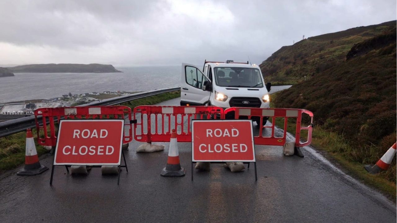 Skye road remains closed following landslip as drivers face 40-mile diversion