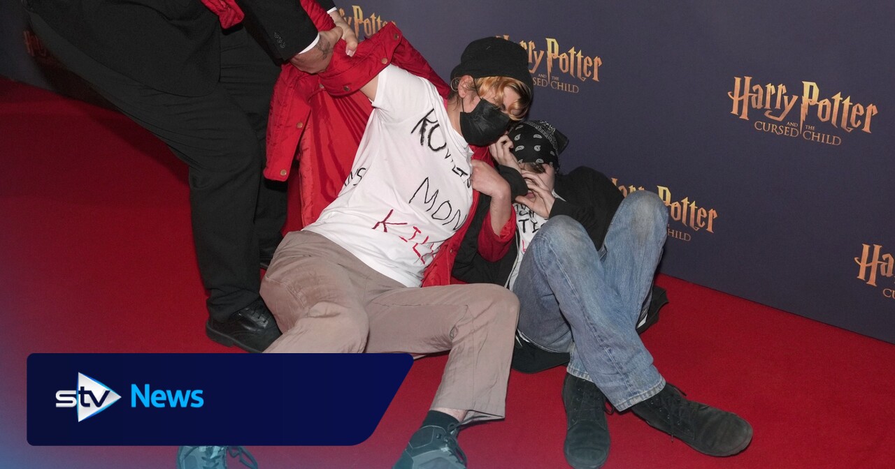 Trans rights activists rush carpet before Harry Potter And The Cursed ...