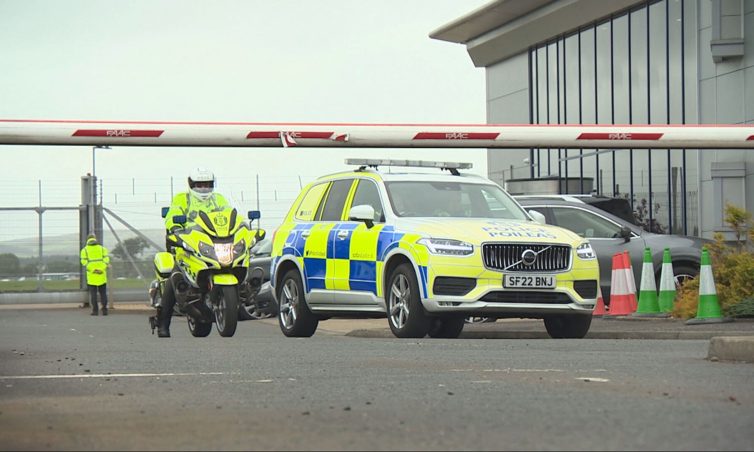 A police escort was in place at Glasgow Airport