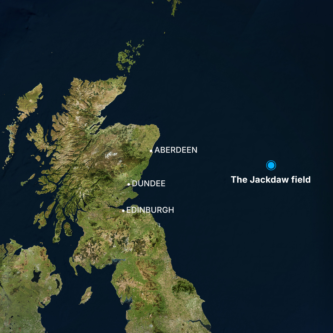Jackdaw gas field, around 150 miles east of Aberdeen.